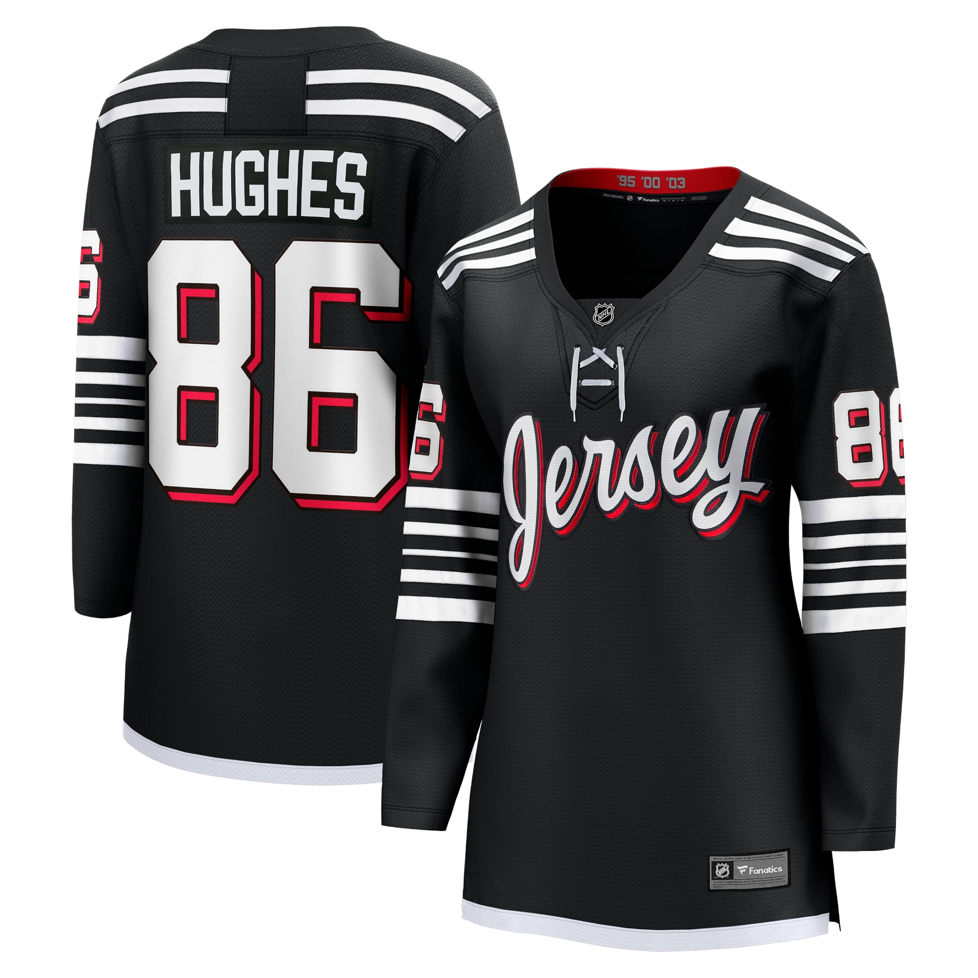 Women's Fanatics Jack Hughes Black New Jersey Devils Alternate Premier Breakaway Player Jersey